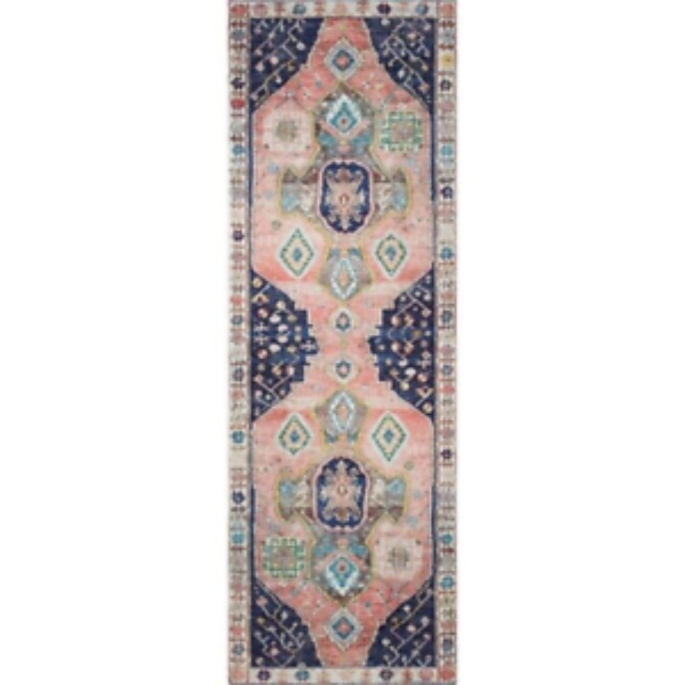 new Wild Sage Fiona Zuri Nomad 2' 6" x 7' 6" Bohemian Runner in Pink Blue Mauve